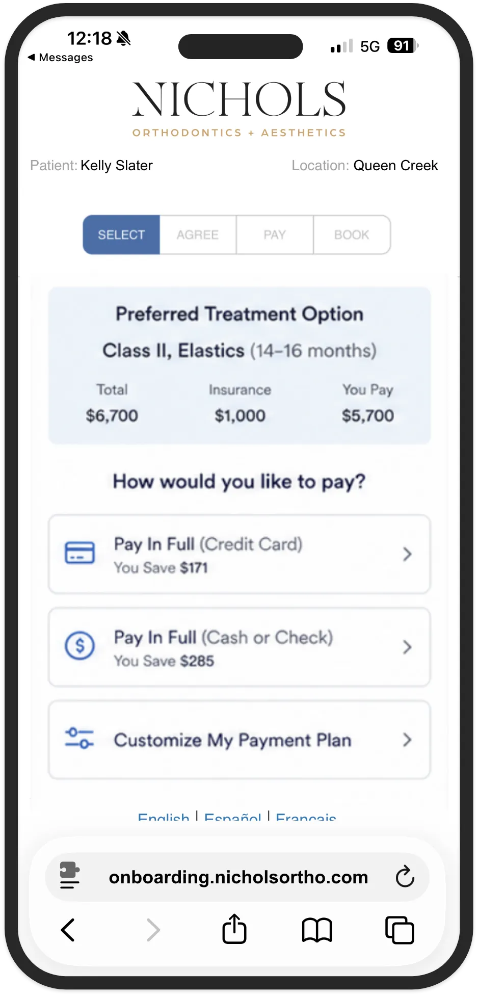 Case Closer Pro: Select treatment and payment plan