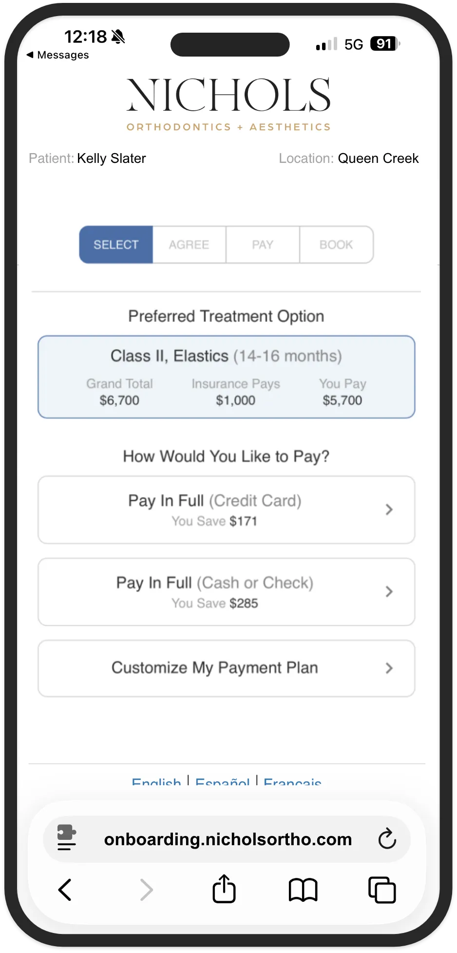 Case Closer Pro: Select treatment and payment plan