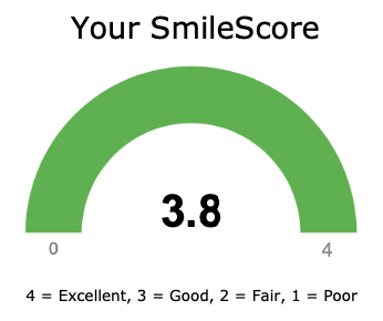 A half donut chart graph, showing The WaveOrtho SmileScore at 3.8 of 4